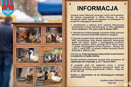 Informacja w sprawie handlu drobiem na targowisku w Warcie